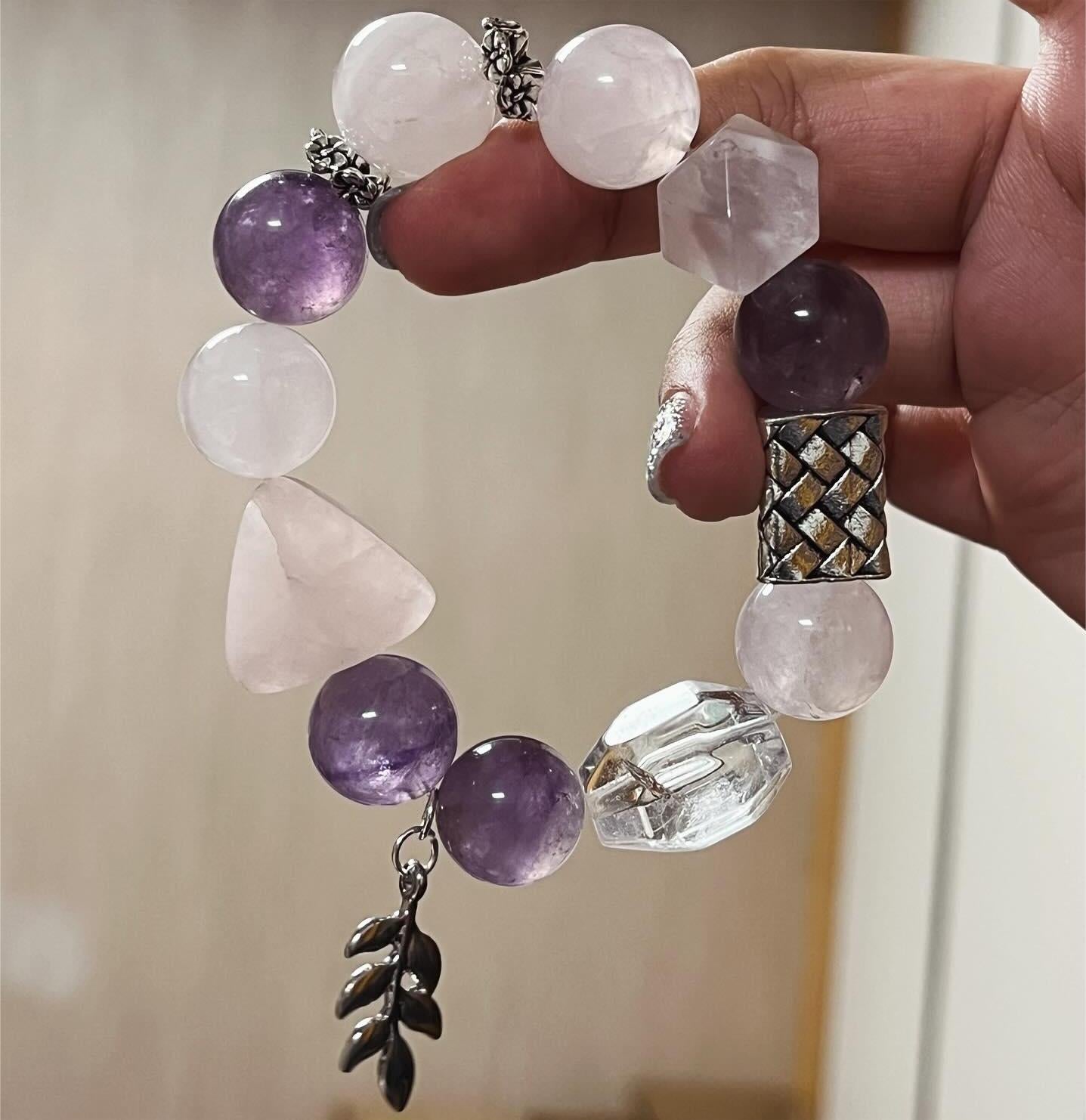 Maple Leaf Lavender Rose Quartz Bracelet