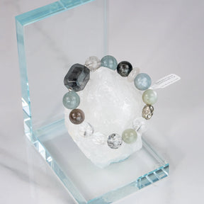 Aquamarine Silver Moonstone Rutilated Quartz Bracelet L2L Crystal