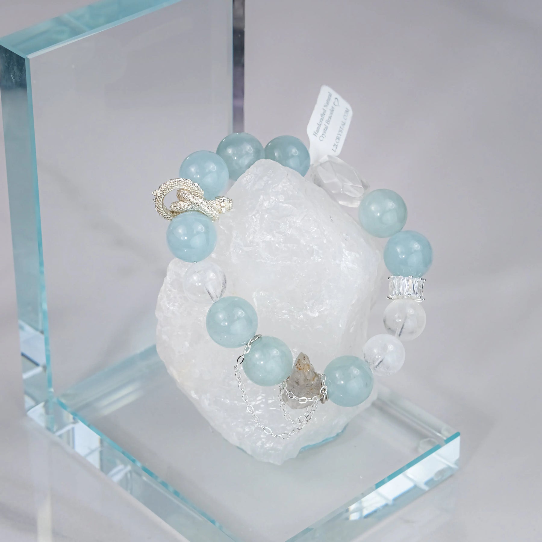 aquamarine-azeztulite-dragon-knot-bracelet.L2L Crystal