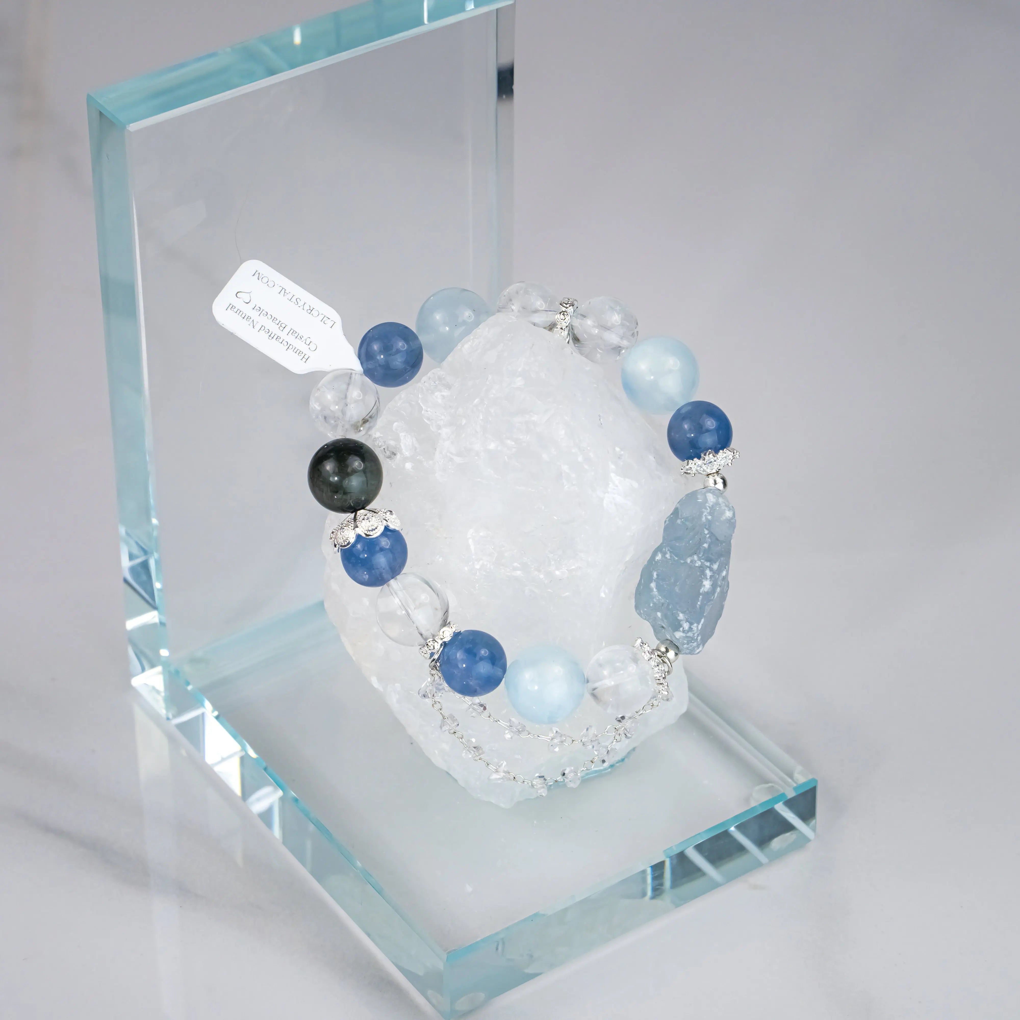 Celestite, Blue Fluorite, Aquamarine, White Azeztulite, Eagle's Eye Stone L2L Crystal