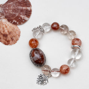 Fiery Maple Red Hematoid Rutilated Quartz Bracelet