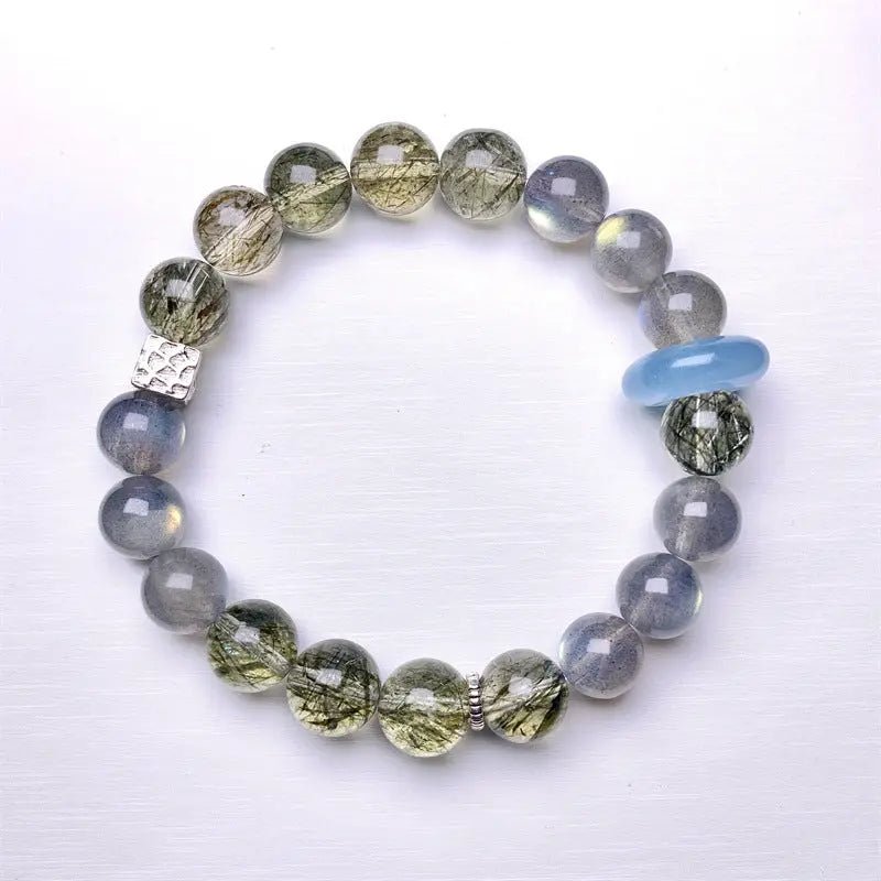 Green Tourmaline Aquamarine Moonstone Bracelet | L2L Crystal