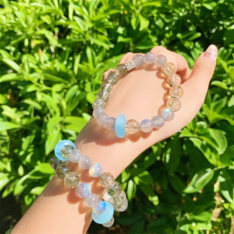 Green Tourmaline Aquamarine Moonstone Bracelet | L2L Crystal