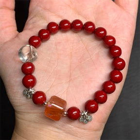 Cinnabar Hematoid Phantom Quartz Bracelet