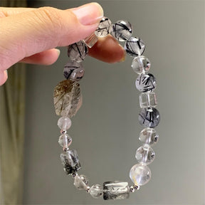 Black Rutilated Clear Quartz Bracelet