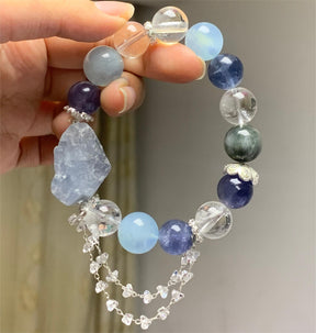 Celestite Fluorite Aquamarine Bracelet