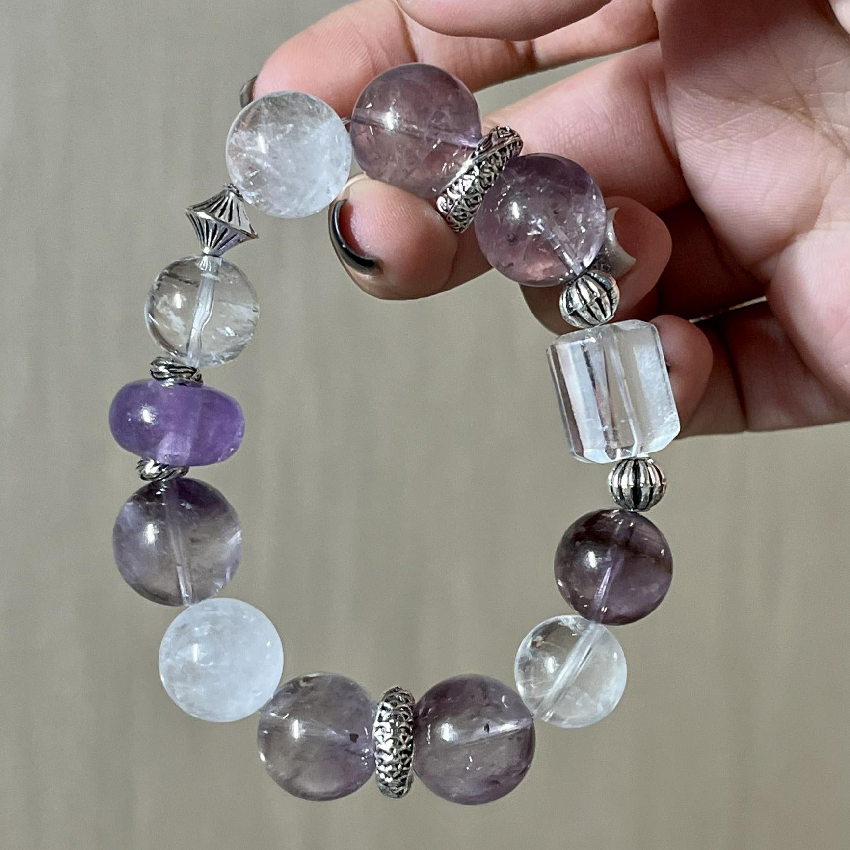 Amethyst Rutilated Quartz Bracelet