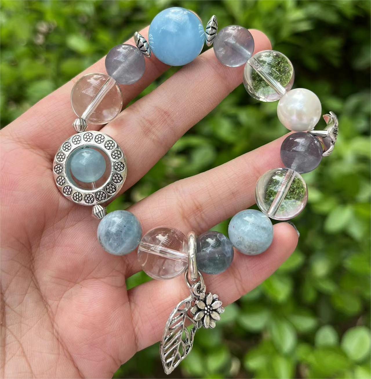 Ocean Breeze Aquamarine Peal Fluorite bracelet