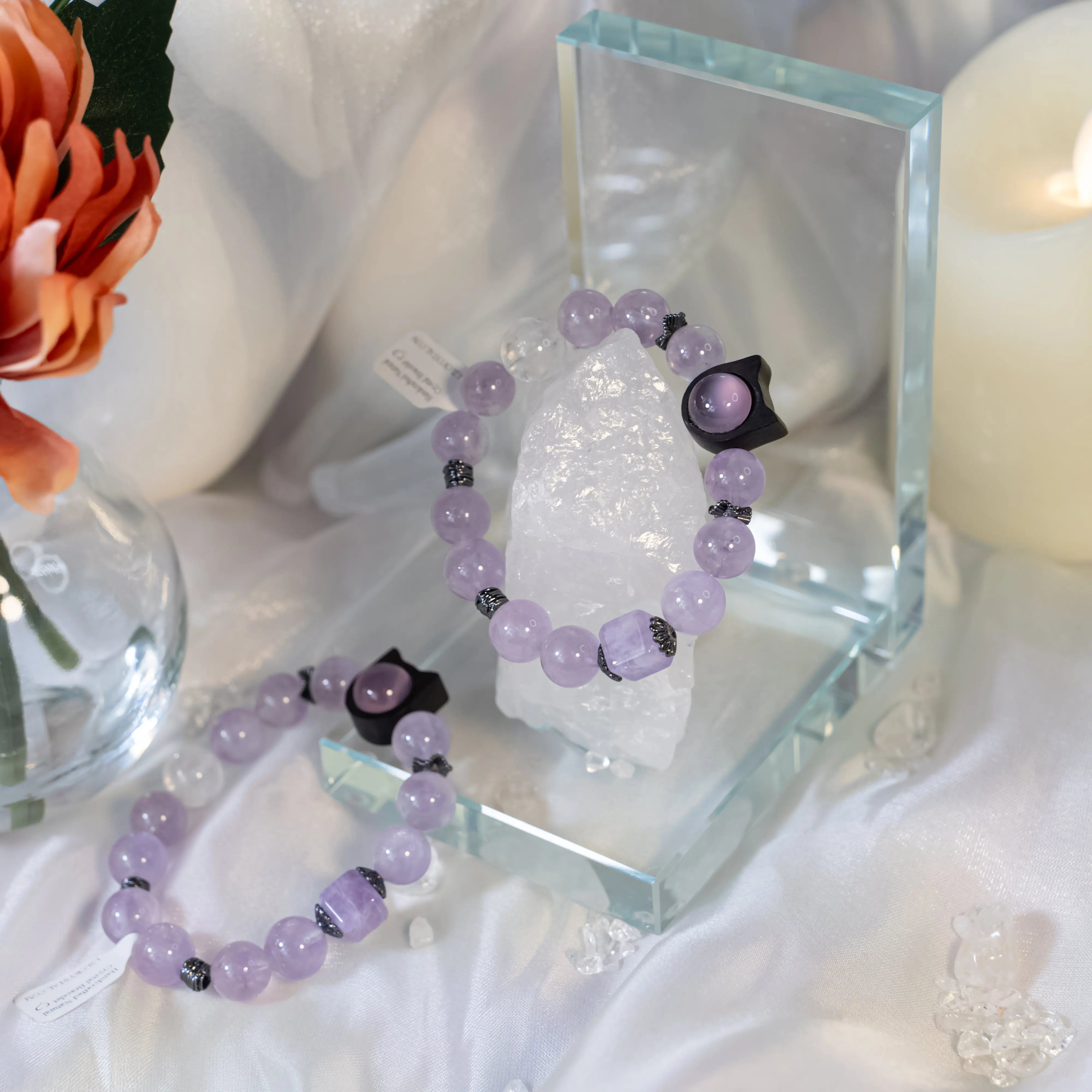 Lavender Amethyst Sandalwood Bracelet L2L Crystal