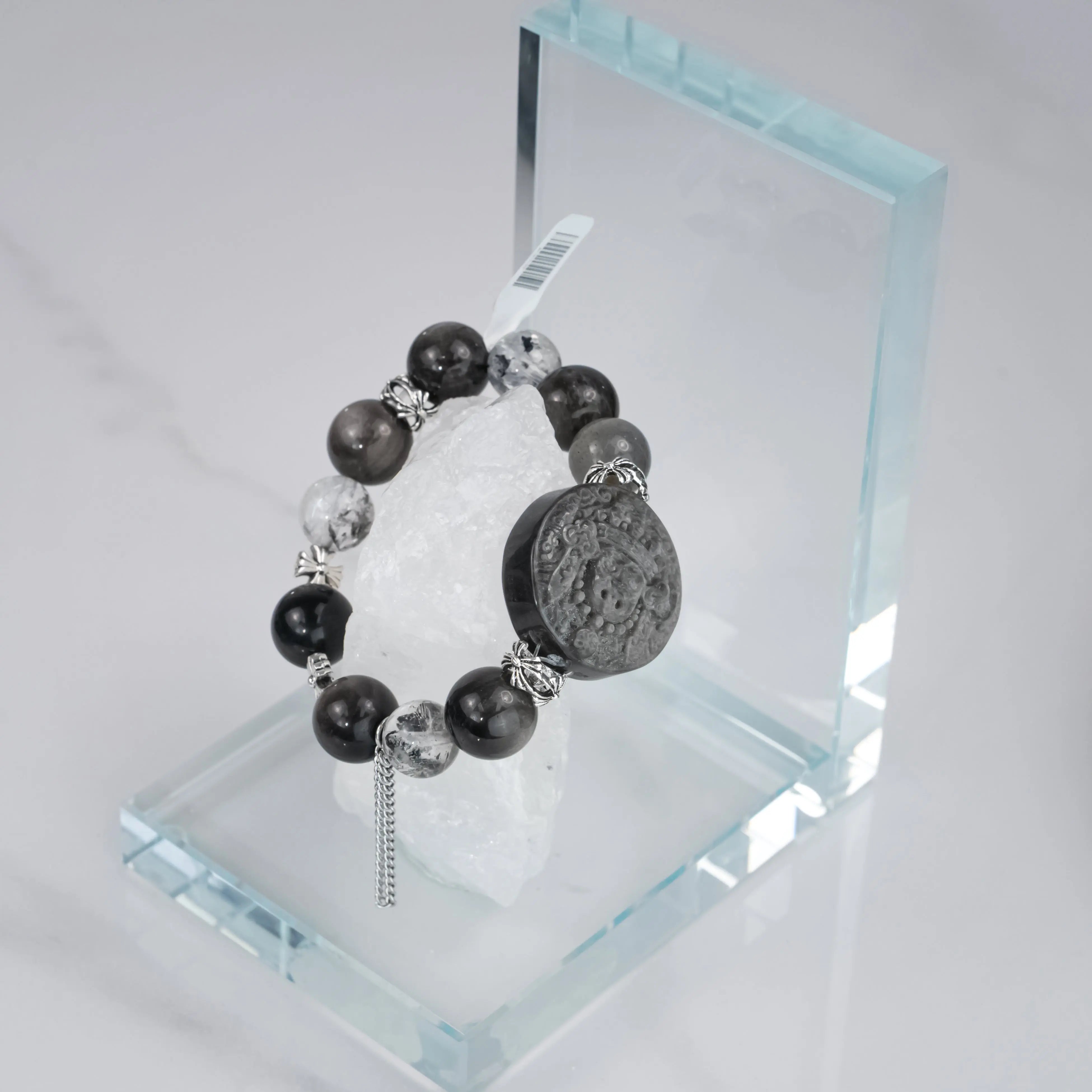 Palden Lhamo Silver Obsidian Labradorite Bracelet L2L Crystal