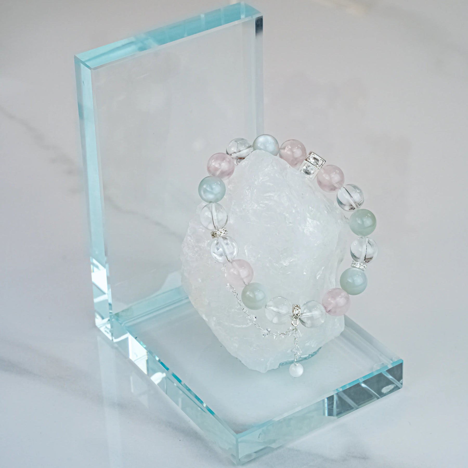 Rose & Clear Quartz Moonstone Bracelet L2L Crystal