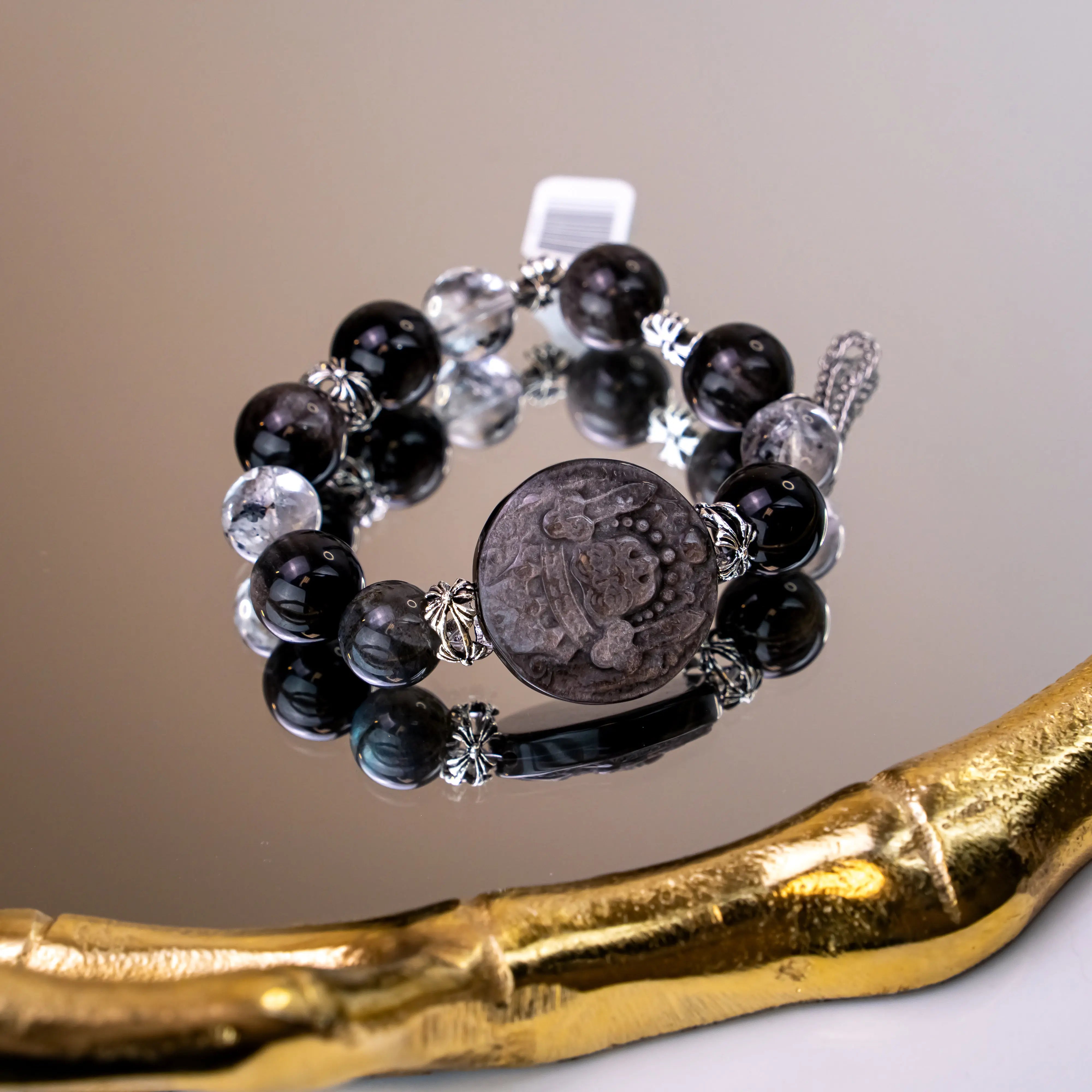 Silver Obsidian Labradorite Herkimer Diamond Bracelet L2L Crystal