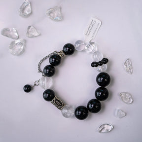 Silver Obsidian Phantom Quartz Azeztulite Bracelet L2L Crystal