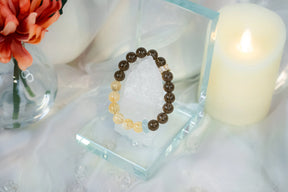 Silver Obsidian & Yellow Azeztulite Bracelet L2L Crystal