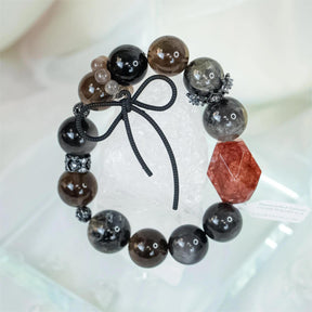 Smoky Quartz Herkimer Diamond Hematoid Quartz Bracelet