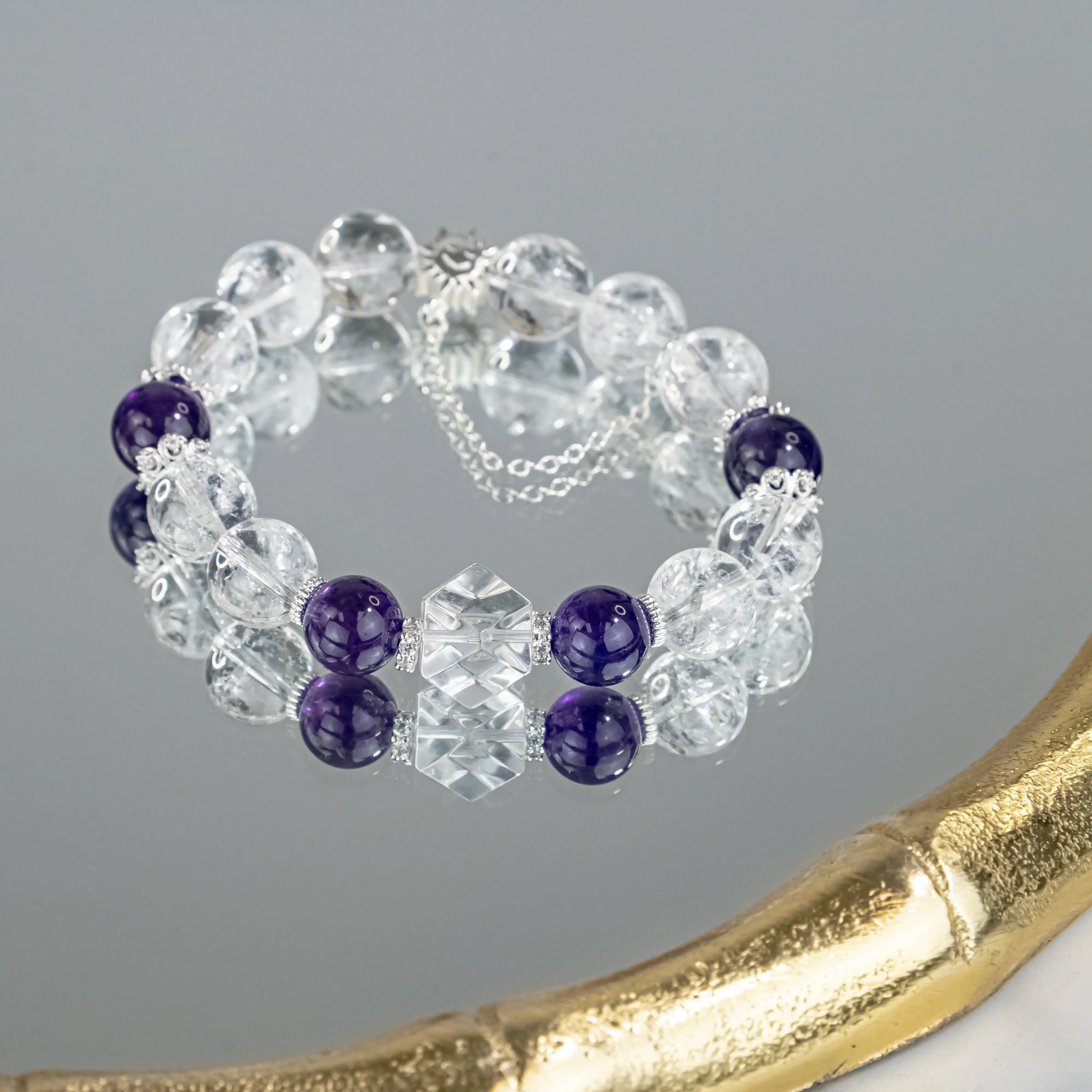 Sunbeam Smile Azeztulite & Amethyst Crystal Bracelet L2L Crystal